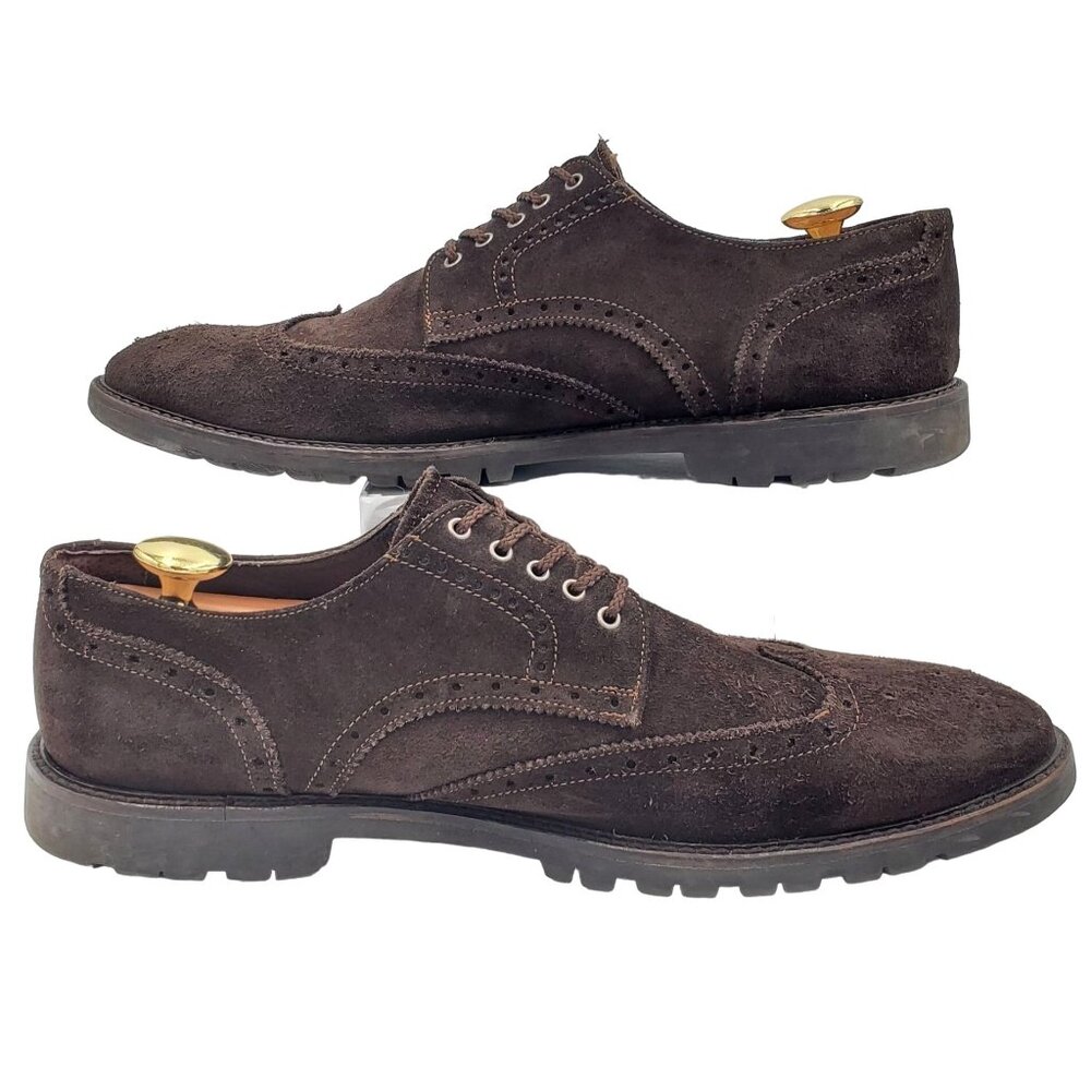 To Boot Adam Derrick Italy Men 11.5 Brown Suede Dress Shoes Wingtip Derby Oxford - Picture 7 of 10